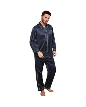 LILYSILK 22 Momme Unique Silk Pajamas Set - Blue