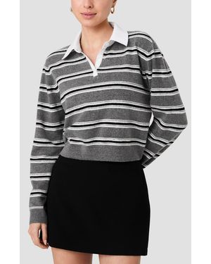 French Connection Yulia Stripe Polo Sweater - Gray