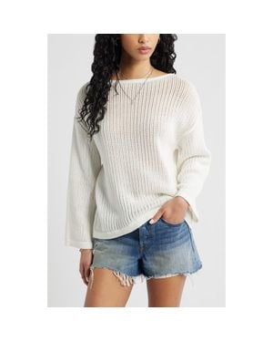 BP. Cotton Open Stitch Sweater - White