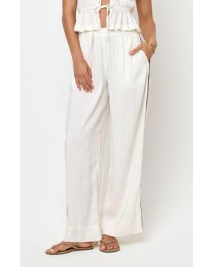 LSPACE Sur Wide Leg Linen Blend Cover-Up Pants - White