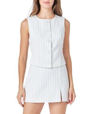 Endless Rose Pinstripe Button Front Vest - White