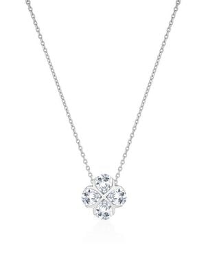 Crislu Four Stone Pendant Necklace - White