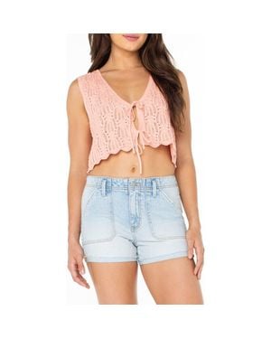 Roxy Beach Bound Cotton Crop Sweater Vest - Blue