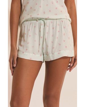Etam Olivya Floral Swiss Dot Pajama Shorts - Natural