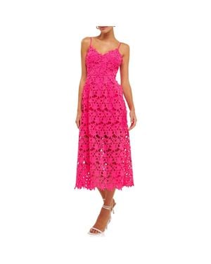 Endless Rose Lace Spaghetti Strap Midi Dress - Pink