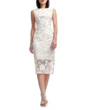 Dress the Population Lia Embellished Flower Appliqu Cocktail Sheath Dress in Natural | Lyst Dress the Population Lia Embellished Flower Appliqu Cocktail Sheath Dress in Natural | Lyst