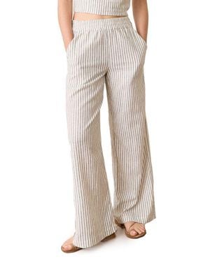 Marine Layer Allison Stripe Pull-On Wide Leg Hemp Blend Pants - Natural