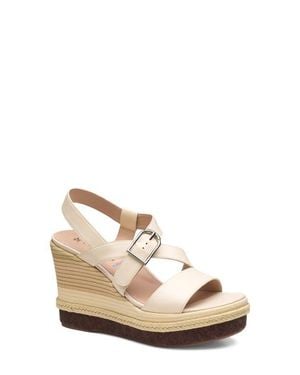 Johnston & Murphy Addison Asymmetric Slingback Platform Wedge Sandal - Natural
