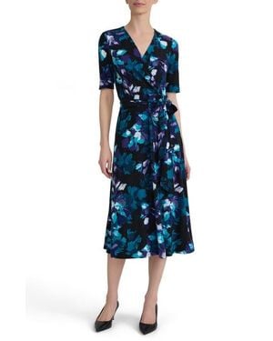 Kasper Pleated Fit And Flare Dress - Blue
