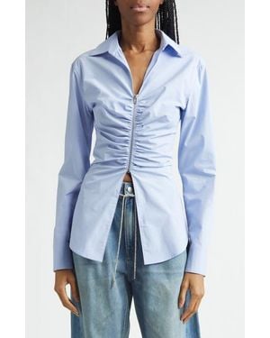 Alexander Wang Ruched Knit Zip Top - Blue