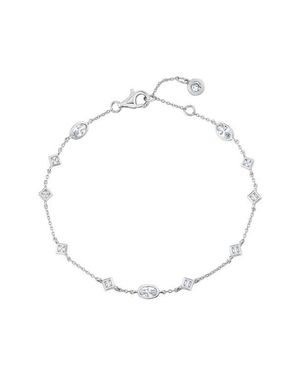 Crislu Princess & Oval Crystal Station Bracelet - White