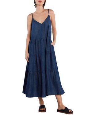 Wash Lab Denim Felicity Flounce Tiered Denim Dress - Blue