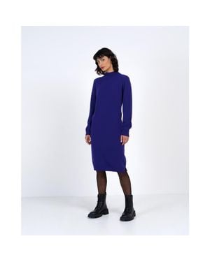 Kettlewell Turtle Neck Knitted Dress - Blue