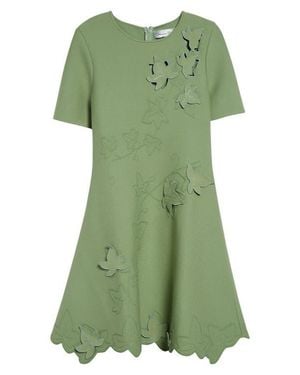 Oscar de la Renta Ivy Detail Stretch Knit Fit & Flare Dress - Green