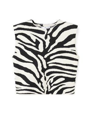 Mango Zebra Jacquard Sleeveless Top - Black