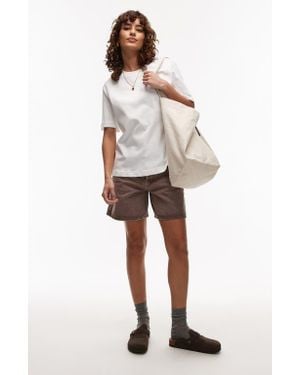 TOPSHOP Editor Denim Shorts - Natural