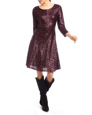Karen Kane Sequin Fit & Flare Dress - Purple