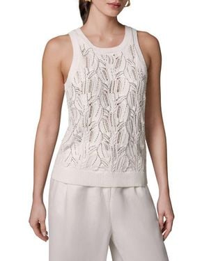 Donna Karan Open Stitch Sweater Vest - White