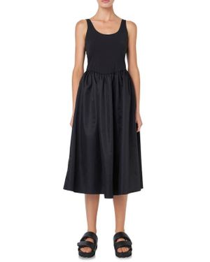 Grey Lab Mixed Media Midi Dress - Black