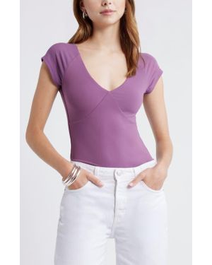 Open Edit Cap Sleeve Top - Purple