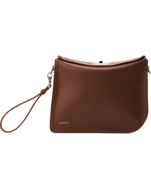 Lanvin Compagnon Asymmetrical Leather Clutch Bag - Brown