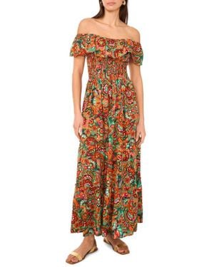 Vince Camuto Off-the-shoulder Tiered Maxi Dress - Orange
