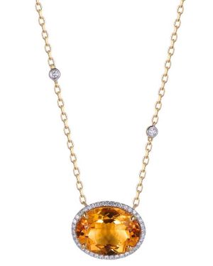 Kahn High Jewelry Citrine Necklace With Diamonds - Metallic