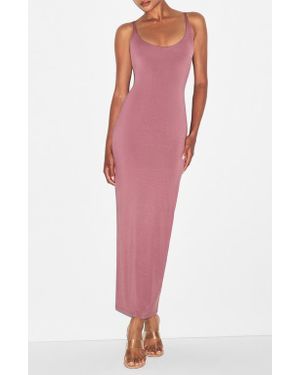 Skims Smooth Lounge Scoop Neck Long Dress - Red