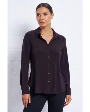 Franne Golde Katherine Stretch Button-Up Shirt - Blue