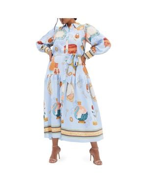 City Chic Stellar Beauty Long Sleeve Maxi Dress - Blue
