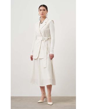 Mizalle Midi Skirt - Natural