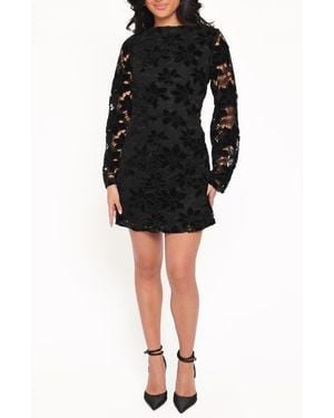 Petal & Pup Pierre Long Sleeve Velvet & Lace Midi Dress in Green | Lyst