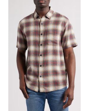 Pendleton Dawson Plaid Short Sleeve Linen Blend Button-Up Shirt - Multicolor