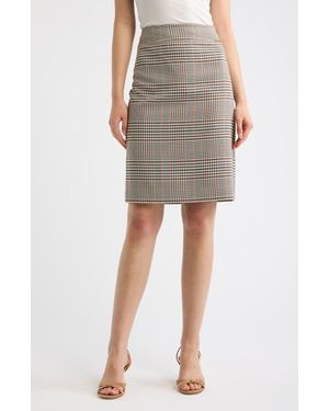 Tahari Plaid Pencil Skirt - Gray