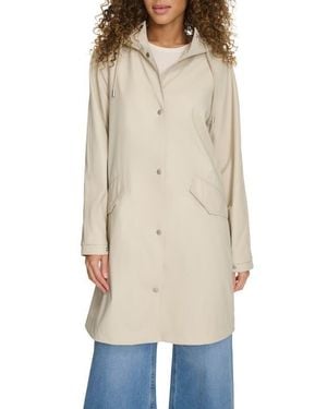 Levi's Water Resistant Hooded Long Rain Jacket - Natural