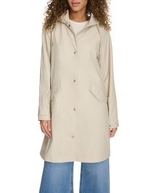 Levi's Water Resistant Hooded Long Rain Jacket - Natural