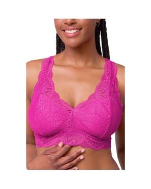Fleur't Belle Epoque Full Cup Racerback Lace & Microfiber Bralette - Pink