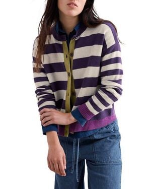 Seasalt Cornwall Pinwell Stripe Lambswool Blend Cardigan - Blue