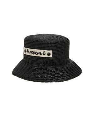 Jacquemus Le Bob Plage Raffia Bucket Hat - Black