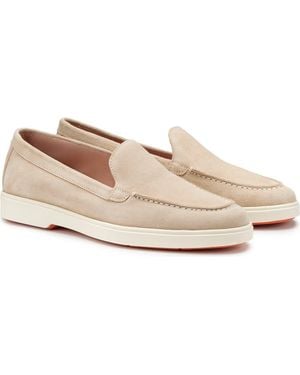 Santoni Suede Loafer - White