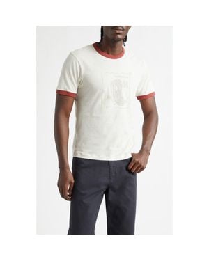 Palmes Celebrazione Cotton & Linen Ringer T-Shirt - White