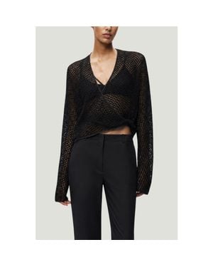 Nocturne Wrap Mesh Blouse - Black