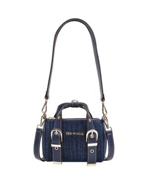TRUE RELIGION Denim Buckle Strap Mini Satchel - Blue