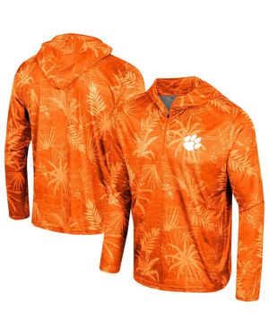 Colosseum Athletics Clemson Tigers Palms Printed Lightweight Quarter-Zip Hooded Top - Orange