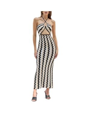 CAPITTANA Poppy Cutout Halter Cover-Up Dress - Metallic