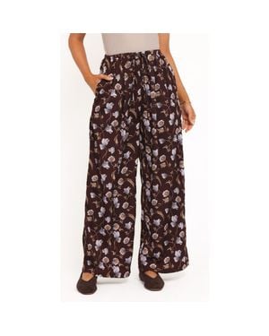 Petal & Pup Calantha Floral Wide Leg Drawstring Pants - Black