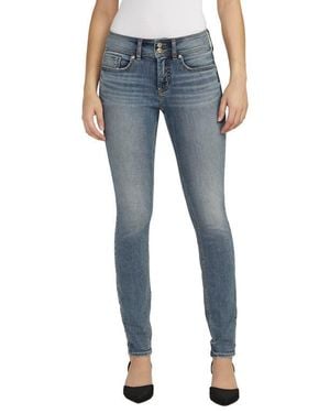 Silver Jeans Co. Suki Curvy Mid Rise Skinny Jeans - Blue