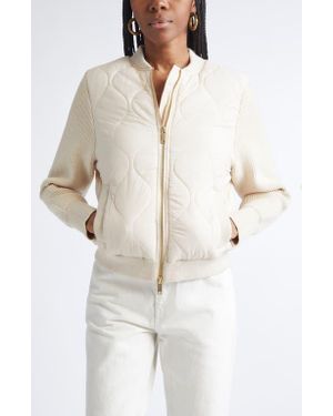 Ramy Brook Miranda Mixed Media Quilted Jacket - Natural