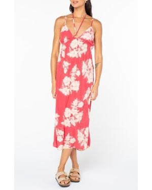 Roxy Sunshine Crush Floral Halter Strap Minidress - Red