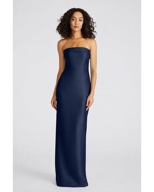 THEIA Gaia Strapless Column Mikado Gown - Blue